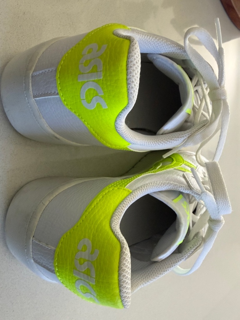 Asics White chunky Sneakers with Neon Yellow Accents.Used only one time. - Picture 10 of 11